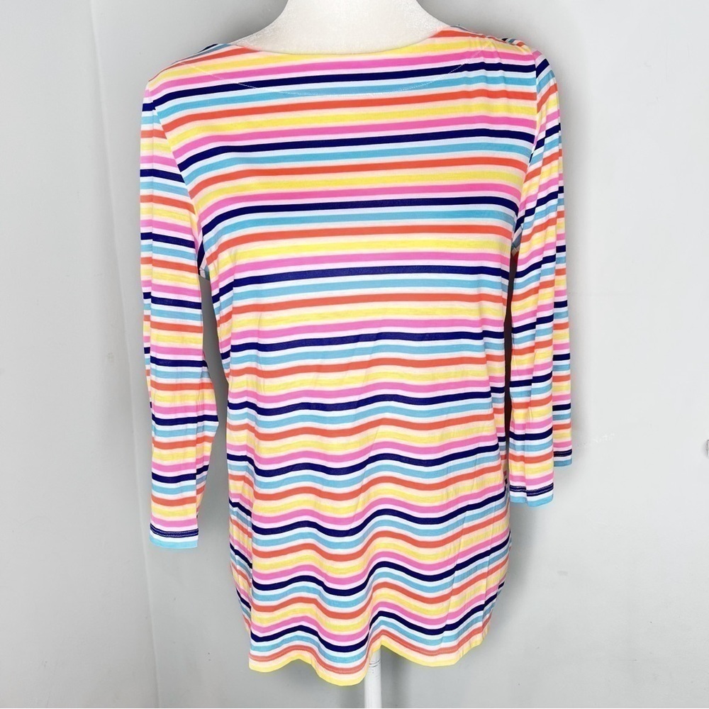 Lilly Pulitzer Waverly Cotton Top Shirt Island Stripe M